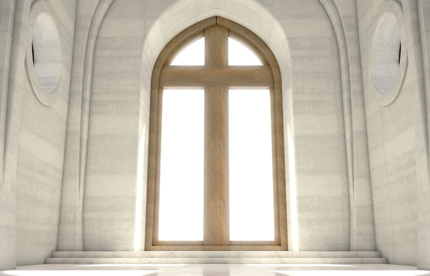 Kirchenfenster mit Kreuz